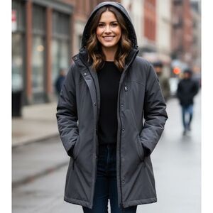 Sebby Collection Dark Gray Hooded Winter Coat